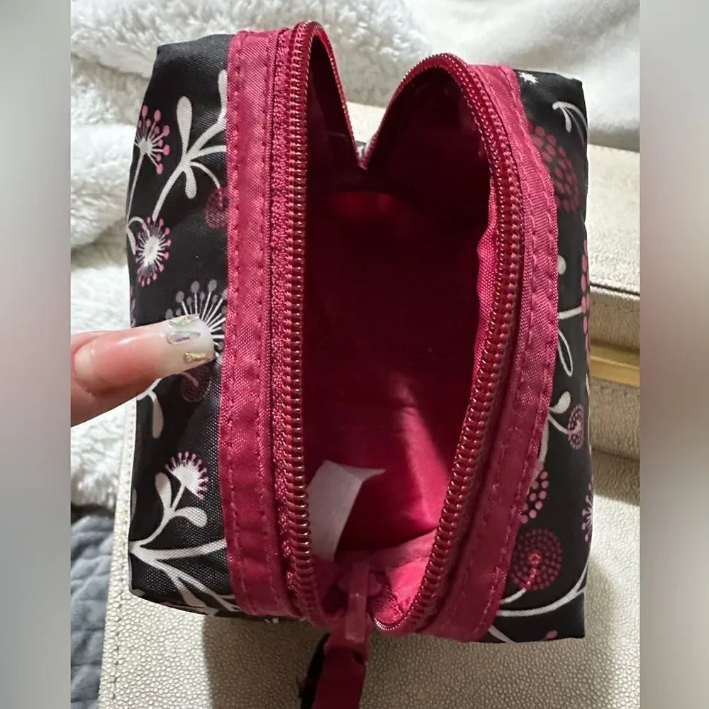 Floral Makeup Bag | Compact & Stylish Floral Black and Pink Women's Bag